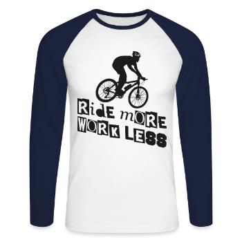 Enduro VTT VTT Équitation - T-shirt baseball manches longues Homme - blanc/marine - Devant - Nik (191cm)