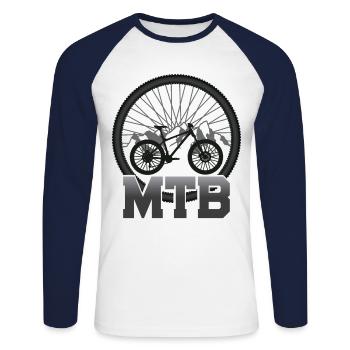 Enduro VTT VTT Équitation - T-shirt baseball manches longues Homme - blanc/marine - Devant - Nik (191cm)
