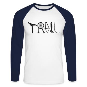 Enduro VTT VTT Équitation - T-shirt baseball manches longues Homme - blanc/marine - Devant - Nik (191cm)