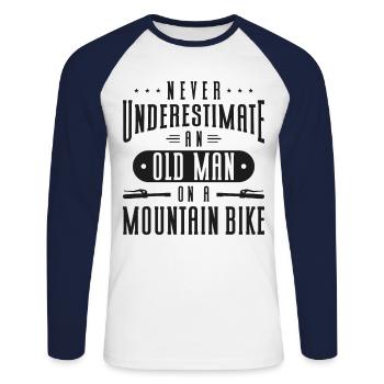 Enduro VTT VTT Équitation - T-shirt baseball manches longues Homme - blanc/marine - Devant - Nik (191cm)