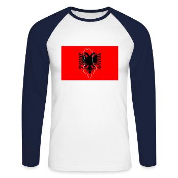 Drapeau de l’Albanie - T-shirt baseball manches longues Homme - blanc/marine - Devant - Nik (191cm)