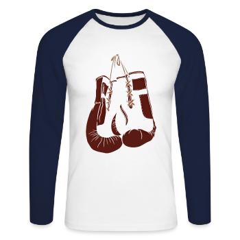 Boxsport Boxing - Unisex Baseballshirt langarm - Weiß/Navy - Vorne - Nik (191cm)
