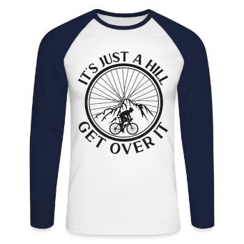 Drôle de vélo de route à vélo - T-shirt baseball manches longues Homme - blanc/marine - Devant - Nik (191cm)