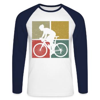 Drôle de vélo de route à vélo - T-shirt baseball manches longues Homme - blanc/marine - Devant - Nik (191cm)