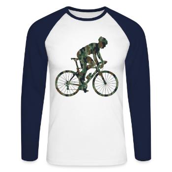 Drôle de vélo de route à vélo - T-shirt baseball manches longues Homme - blanc/marine - Devant - Nik (191cm)