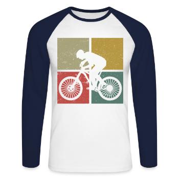 Enduro VTT VTT Équitation - T-shirt baseball manches longues Homme - blanc/marine - Devant - Nik (191cm)