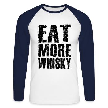 Eat more whisky - Unisex Long Sleeve Baseball T-Shirt - white/navy - Front - Nik (191cm)