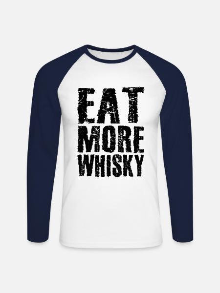 Eat more whisky - Unisex Long Sleeve Baseball T-Shirt - white/navy