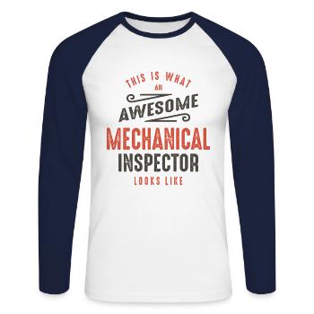 Funny Awesome Mechanical Inspector Job Occupation - Unisex Long Sleeve Baseball T-Shirt - white/navy - Front - Nik (191cm)