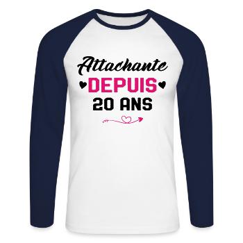 Femme Cadeau Anniversaire 20 ans Fille Humour - T-shirt baseball manches longues Homme - blanc/marine - Devant - Nik (191cm)