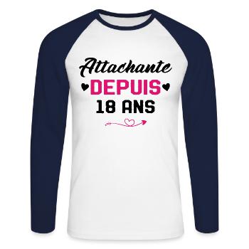 Femme Cadeau Anniversaire 18 ans Fille Humour - T-shirt baseball manches longues Homme - blanc/marine - Devant - Nik (191cm)