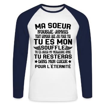 Ma Soeur Es Ma Vie Tu Es Aussi My Meilleure Amie - T-shirt baseball manches longues Homme - blanc/marine - Devant - Nik (191cm)