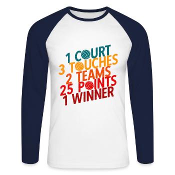 Volleyballer Spruch Für Volleyballspiel Volleyball - Unisex Baseballshirt langarm - Weiß/Navy - Vorne - Nik (191cm)