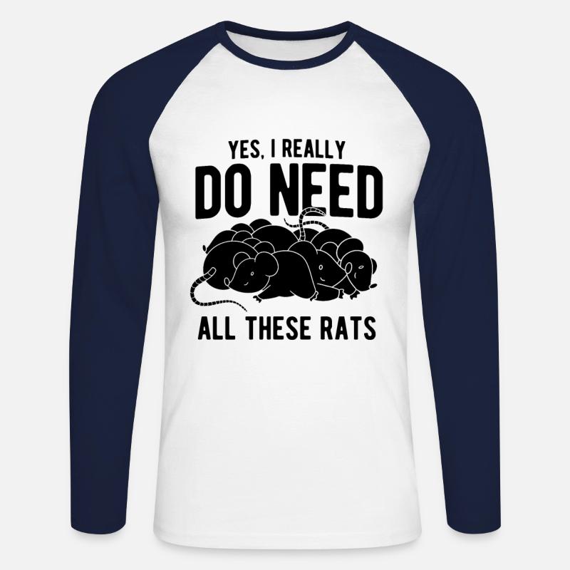Nagetier Maus Ratte - Unisex Baseballshirt langarm - Weiß/Navy