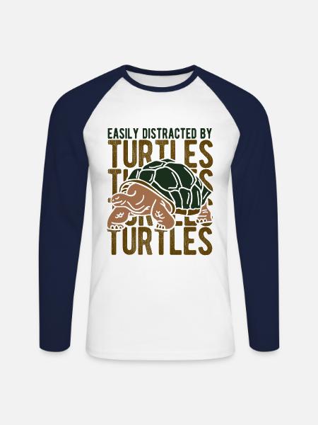 Schildkröten - Unisex Baseballshirt langarm - Weiß/Navy