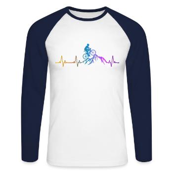 Drôle de vélo de route à vélo - T-shirt baseball manches longues Homme - blanc/marine - Devant - Nik (191cm)