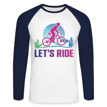 Enduro VTT VTT Équitation - T-shirt baseball manches longues Homme - blanc/marine - Devant - Nik (191cm)
