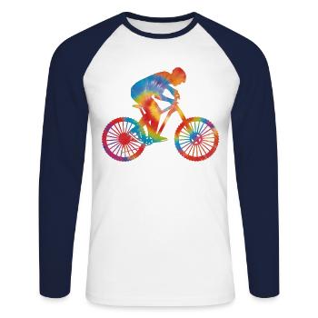 Enduro VTT VTT Équitation - T-shirt baseball manches longues Homme - blanc/marine - Devant - Nik (191cm)