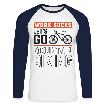 Enduro MTB Mountain Bike Riding - Unisex Baseballshirt langarm - Weiß/Navy - Vorne - Nik (191cm)
