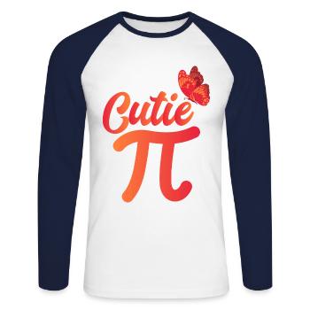Cutie Pi - T-shirt baseball manches longues Homme - blanc/marine - Devant - Nik (191cm)