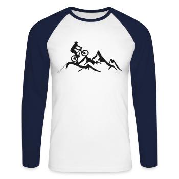 Enduro VTT VTT Équitation - T-shirt baseball manches longues Homme - blanc/marine - Devant - Nik (191cm)