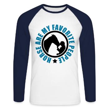 Horses Are My Favorite People Horse Lover Horse Ri - Unisex Baseballshirt langarm - Weiß/Navy - Vorne - Nik (191cm)