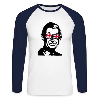 King Charles Lunettes de soleil Hippie - T-shirt baseball manches longues Homme - blanc/marine - Devant - Nik (191cm)
