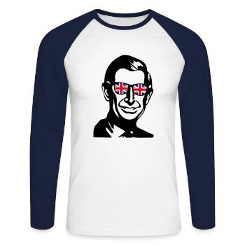 King Charles Sunglasses - Unisex Baseballshirt langarm - Weiß/Navy - Vorne - Nik (191cm)