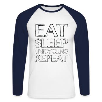 Manger Sleep Unicycle - T-shirt baseball manches longues Homme - blanc/marine - Devant - Nik (191cm)