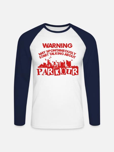 Parkour Free Running Traceur - Unisex Long Sleeve Baseball T-Shirt - white/navy