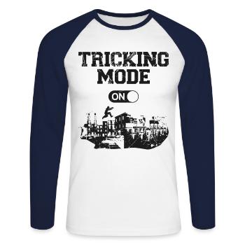 Parkour Free Running Traceur - T-shirt baseball manches longues Homme - blanc/marine - Devant - Nik (191cm)