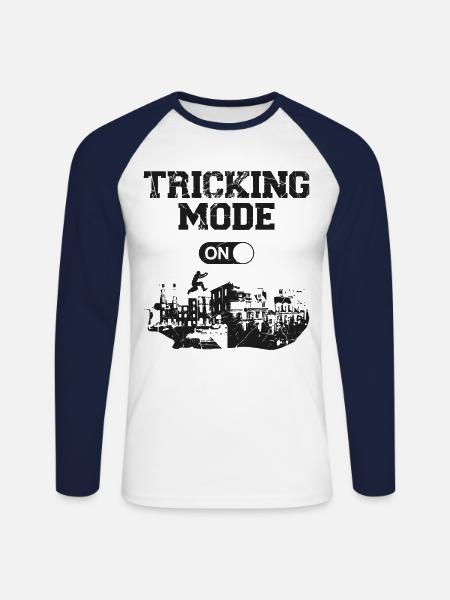 Parkour Free Running Traceur - Unisex Long Sleeve Baseball T-Shirt - white/navy