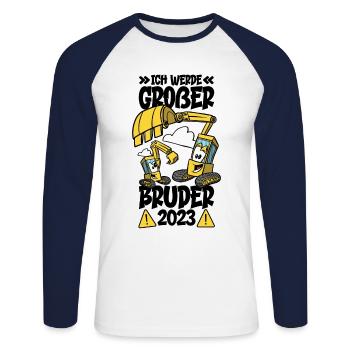 Ich Werde Ein Großer Bruder 2023 - Unisex Baseballshirt langarm - Weiß/Navy - Vorne - Nik (191cm)