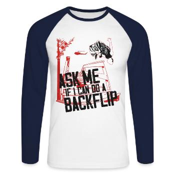 Parkour Free Running Traceur - T-shirt baseball manches longues Homme - blanc/marine - Devant - Nik (191cm)