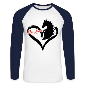 Love Horse Graphic Horse Lover Equestrian Rider Ho - Unisex Baseballshirt langarm - Weiß/Navy - Vorne - Nik (191cm)
