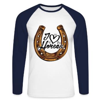 Love Horse Graphic Horse Lover Equestrian Rider Ho - Unisex Baseballshirt langarm - Weiß/Navy - Vorne - Nik (191cm)