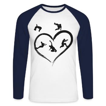 Parkour Free Running Traceur Heart - Unisex Long Sleeve Baseball T-Shirt - white/navy - Front - Nik (191cm)