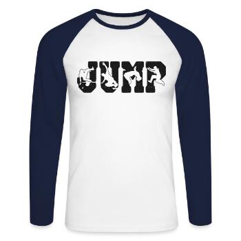 Parkour Free Running Traceur - T-shirt baseball manches longues Homme - blanc/marine - Devant - Nik (191cm)