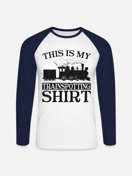 Steam Train Driver Trainspotting - Unisex Long Sleeve Baseball T-Shirt - white/navy