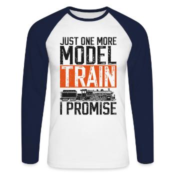 Conducteur de train à vapeur Trainspotting - T-shirt baseball manches longues Homme - blanc/marine - Devant - Nik (191cm)