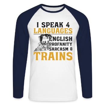 Steam Train Driver Trainspotting - Unisex Baseballshirt langarm - Weiß/Navy - Vorne - Nik (191cm)