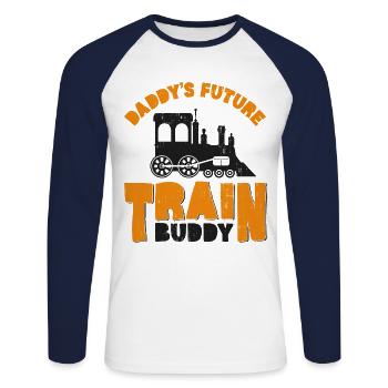 Steam Train Driver Trainspotting - Unisex Baseballshirt langarm - Weiß/Navy - Vorne - Nik (191cm)