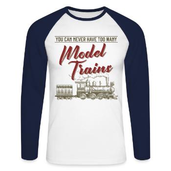 Steam Train Driver Trainspotting - Unisex Baseballshirt langarm - Weiß/Navy - Vorne - Nik (191cm)