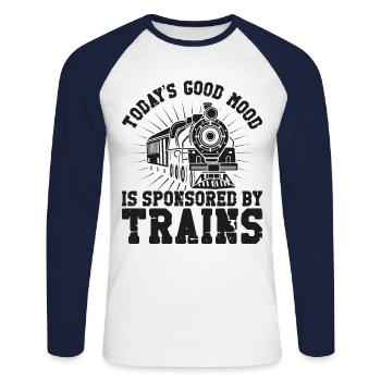 Steam Train Driver Trainspotting - Unisex Baseballshirt langarm - Weiß/Navy - Vorne - Nik (191cm)