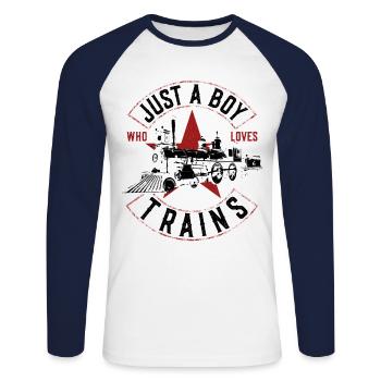 Steam Train Driver Trainspotting - Unisex Baseballshirt langarm - Weiß/Navy - Vorne - Nik (191cm)