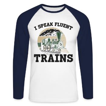 Steam Train Driver Trainspotting - Unisex Baseballshirt langarm - Weiß/Navy - Vorne - Nik (191cm)