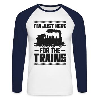 Steam Train Driver Trainspotting - Unisex Baseballshirt langarm - Weiß/Navy - Vorne - Nik (191cm)