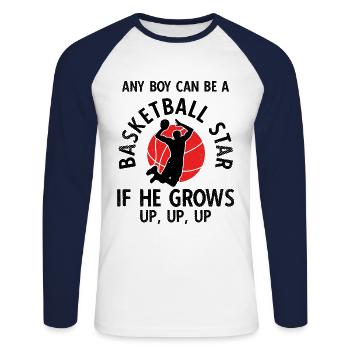 Basketball - Unisex Baseballshirt langarm - Weiß/Navy - Vorne - Nik (191cm)