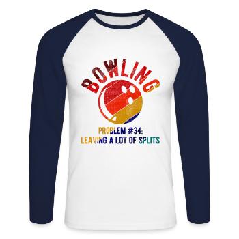 Bowling - Unisex Baseballshirt langarm - Weiß/Navy - Vorne - Nik (191cm)