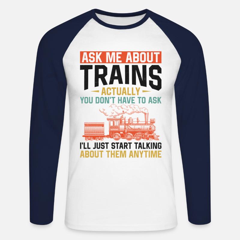 Steam Train Driver Trainspotting - Unisex Baseballshirt langarm - Weiß/Navy